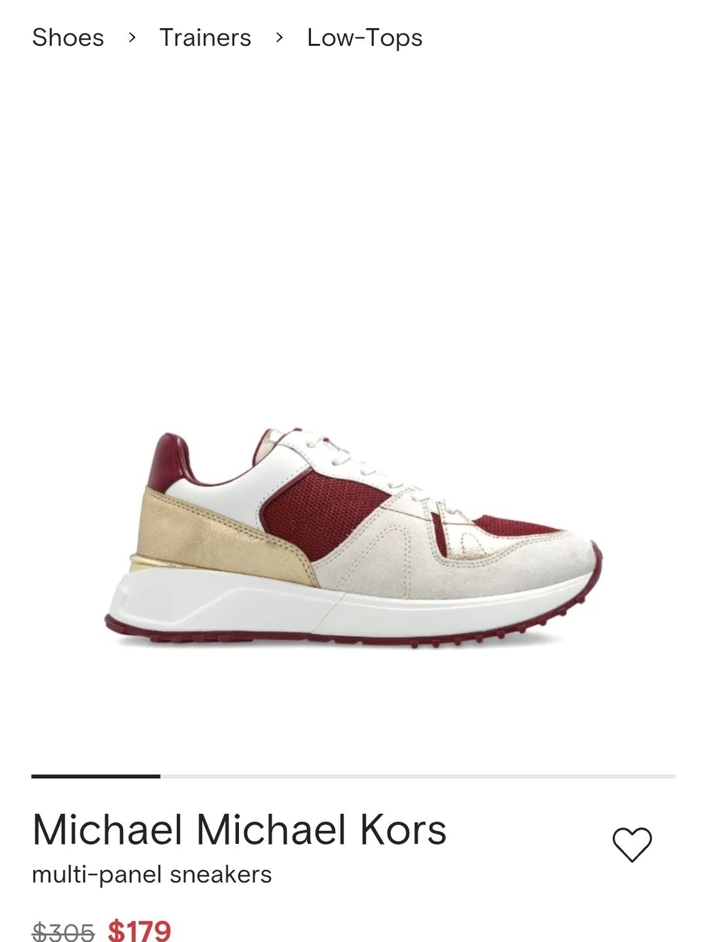 Michael Kors Women's Burgundy, White & Gold Mesh Leather Sneakers